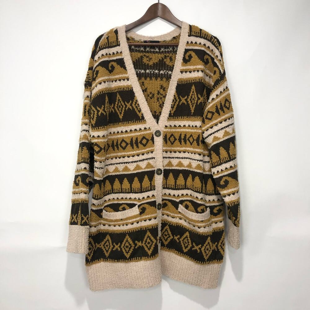 Frye Cardigan Womens Button Front Long Sleeve Nordic Sweater Size L NWT